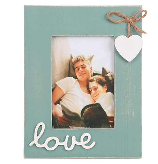 U/D Teal Picture Frame for Love 4x6,Blue Heart Photo Frame for Boyfriend and Girlfriend Gift,Couple,Family