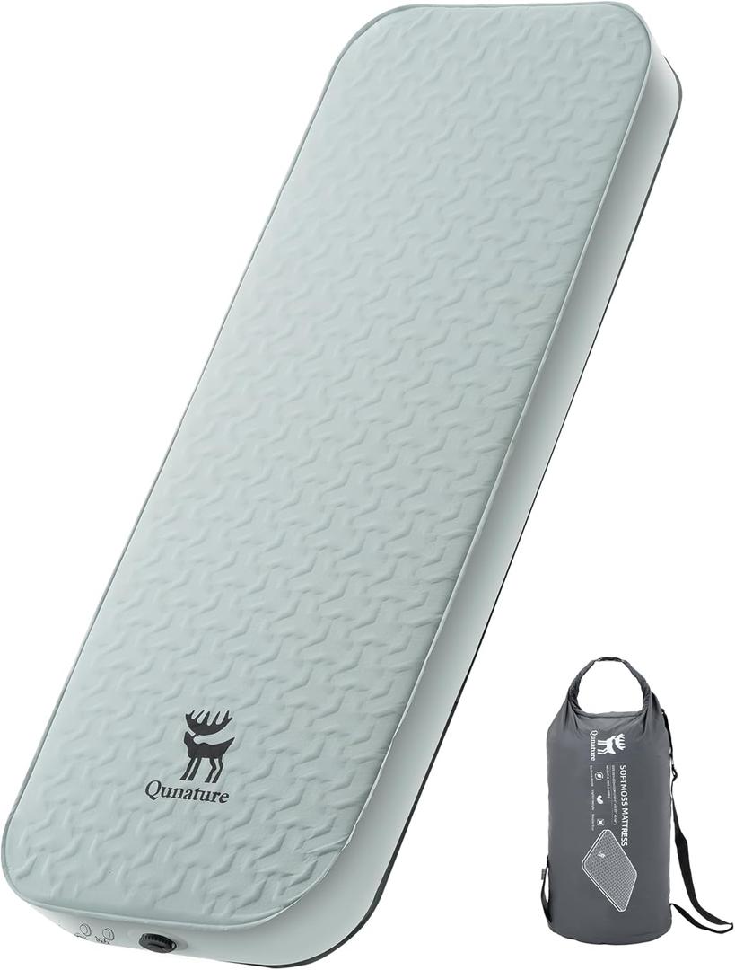 Self Inflating Sleeping Pad 4" Thick R-Value 6 for Camping, Single