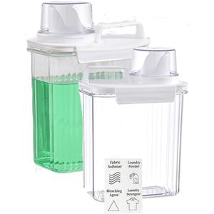 [2 Pack] Laundry Detergent Dispenser for Laundry Room Organization and Storage,2000ml Laundry Soap DispenserLiquid Laundry Detergent Dispenser with 4 Removable Labels, BPA Free & Pet Plastic, Clear
