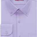 FAHIZO Men's Dress Shirt Regular Fit Soild Casual Business Formal Long Sleeve Button Down Shirts with Pocket (X-Large, Lavender)