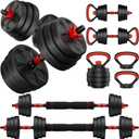 Adjustable Dumbbell Set, Free Weight Set with Connector, 4 in1 Dumbbells Set Used as Barbell, Kettlebells, Push up Stand, Weight Set for Home Gym Suitable Men/Women, 33LB (16.5LB Pair)