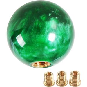 Round Ball Shift Knob Universal Marble Style Gear Shift Knob 5 6 Speed for Manual Automatic Vehicles with Adapters (Green)