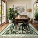 Olive Green Floral Print Area Rugs for Bedroom Living Room Boho Farmhouse Country Rustic Dining Room Carpet Soft Washable Rugs Non Slip Floor Covering for Nursery Playroom 5x7