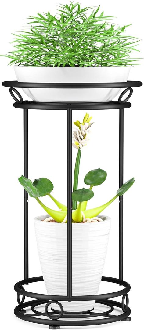 YIUKEA Plant Stand Indoor Outdoor - Metal Planter Holder Shelf Tall Tiered Flower Pot Display Organizer Rack for Garden, Patio, Living Room, Bathroom, Office (Black)