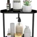 2 Tier Bathroom Counter Organizer, Vanity Organizer Corner Shelf, Skincare, Makeup Countertop Organizers, Kitchen, Bathroom Counter Storage, Black
