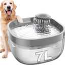 7L/1.8Gal Dog Water Fountain for Large Dog, FEELNEEDY Dog Water Bowl Dispenser Pet Water Fountain, Water Dispenser for Dogs with Ultra Quiet Pump for Multiple Cats, Dogs, Pets (FN-W05, Grey)