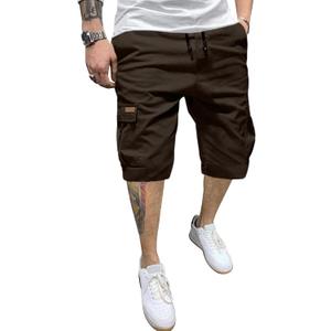 JMIERR Mens Casual Cotton Twill Cargo Shorts Drawstring Classic Chino Stretch Short with 6 Pockets (Brown, 38)