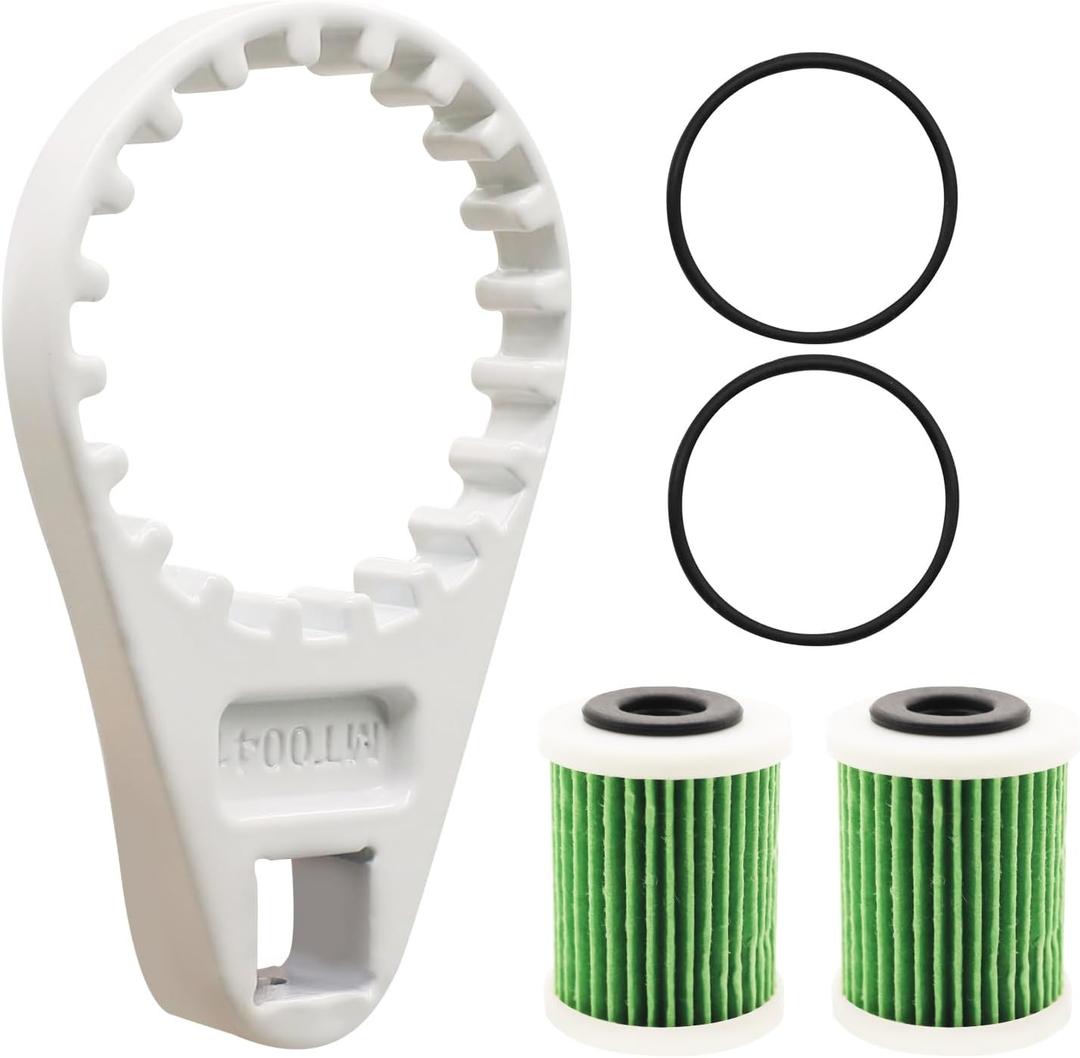 Fuel Filter Water Separator Wrench and 2 PCS Fuel Filter Elements with O-rings Compatible with Yamaha Outboard 4-Strokes VZ 150-300,VF 200-250,F150-250 HP to Current Replace#: 6P3-WS24A-01-00