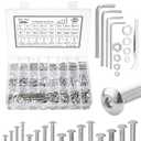 Mr. Pen- Nuts and Bolts Assortment Kit, 810 pcs, Stainless Steel, M3 M4 M5 M6 Button Head Socket Cap, Stainless Steel Bolts and Nuts Kit with Clear Storage Box (810 pcs, M3 M4 M5 M6)