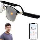 AI Smart Glasses with ChatGPT, Bluetooth Glasses for Men & Women, Photochromic Lenses, Real-Time Translation in 160+ Languages via APP, AI Glasses with Speakers for Indoor Outdoor (Gold)