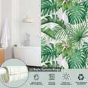 Tropical Leaf Shower Curtain, Summer Green Palms Banana Leaf Monstera Leaves Jungle Botanical Plants Bathroom Curtain Home Decor Waterproof Fabric Machine Washable with 12 Hooks, 72" x 72"
