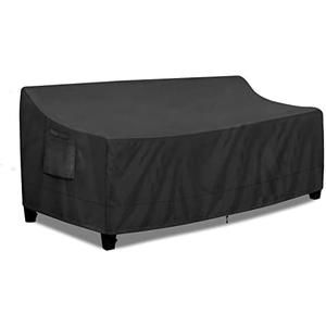 PureFit Outdoor Couch Cover Waterproof Patio Sofa Furniture Covers, 3-Seater Outdoor Cover with Air Vent and Handles, 76"D x 28"H Inches, Black