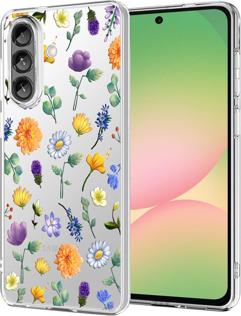 Unov Case Compatible with Galaxy A36 / A37 5G Flower Girly Floral Garden Embossed Pattern Design Slim Protective Soft TPU Bumper Back Cover