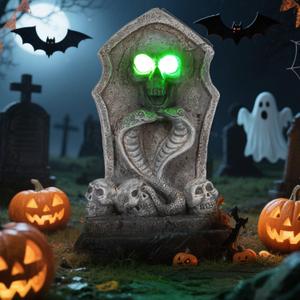 Solar Decorations Graveyard Tombstone LED Spot Light with Blue Glow,Halloween Outdoot Garden Light Halloween Party and Home Decor Snake