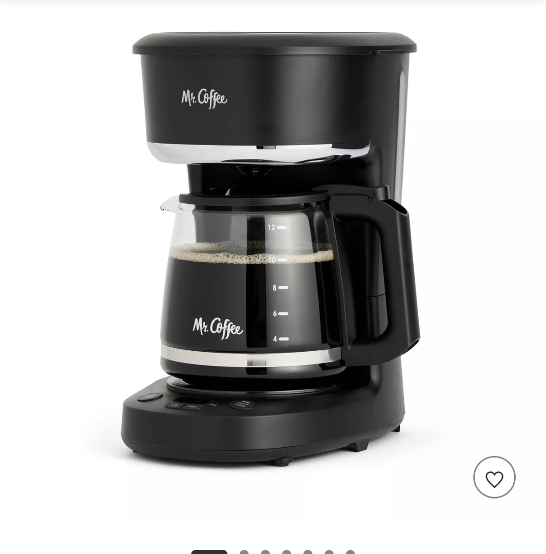 Mr. Coffee 12-Cup Programmable Coffee Maker Black: Drip Machine, Dishwasher-Safe, Electric, Paper Filter
