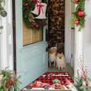Merry Christmas Red Truck Gnomes Snowflake Buffalo Plaid Doormat 30"x17", Seasonal Winter Xmas Holiday Low-Profile Non-Slip Floor Mat Switch Mat for Indoor Outdoor