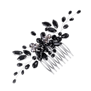 Black Teardrop Hair Side Comb Crystal Hair Pieces Rhinestone Headpieces Bride Wedding Hair Comb Bridal Hair Clip Side Combs Flower Headdress Hair Accessories for Women and Girls