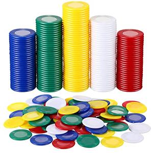 Skylety 1000 Pieces Plastic Poker Chips Bulk 5 Colors Counter Card for Kids Game Playing Learning Math Counting Bingo Game Blank Chips Card for Kids Reward, 0.86 Inch