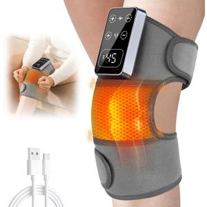 YAZHI Cordless Knee Massager for Pain Relief Electric Heated Knee Brace, 5 Heat Levels & 3 Massage Modes, Gifts for Men and Women 1pack