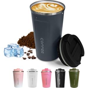 SPLMIFA Travel coffee mugs leak-proof, reusable coffee cups with lids, stainless steel vacuum insulated coffee tumblers, thermal insulation cups for men & women keep drinks hot & cold(2nd-Blue, 12OZ)