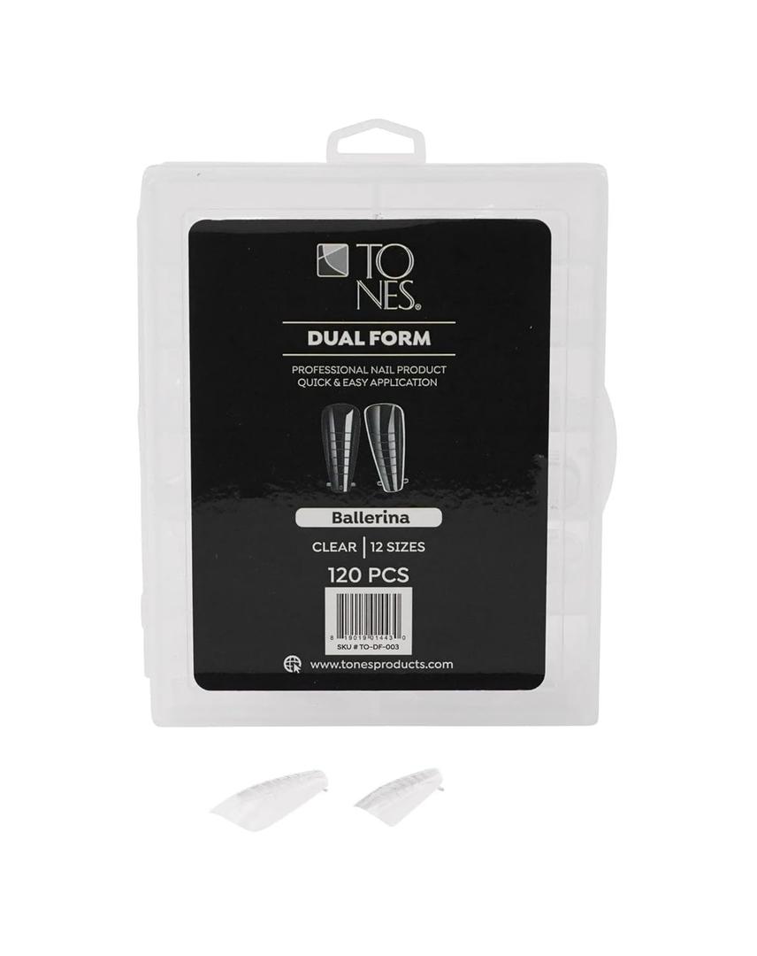 TONES Premium Dual Form 120 PCS (Ballerina) Soft Reusable, Nail Extension Molds | Professional Gel Tip System | DIY Home & Salon Nail Art Kit