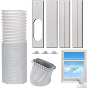 Kxuhivc Portable Air Conditioner Window Vent Kit, Adjustable Window Seal with 5.9 Inch Diameter, 59 Inch Length Exhaust Hose for A/C Unit Universal for Sliding Horizontal or Vertical Window