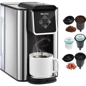 Mecity Coffee Maker 3 in 1 Single Serve Coffee Machine, Compatible with K cup Capsules, Instant Coffee Pot, Tea maker, 6,8,10 Oz Cup, Removable 50 Oz Water Reservoir, 120V 1150W