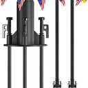 addlon 2 Pcs String Light Poles Pro 10ft, Harder Outdoor Poles with Hooks for Hanging String Lights for Patio, Garden, Wedding, Parties - Polish Black