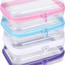 4 Pack Clear Hard Shell Zipper Case, 47.5" Plastic Clear Storage Zipper Case, Transparent Waterproof Hard Pouches for Makeup Cosmetic Snacks Building Blocks Puzzles Doll Storage Cases, Multicolor,S
