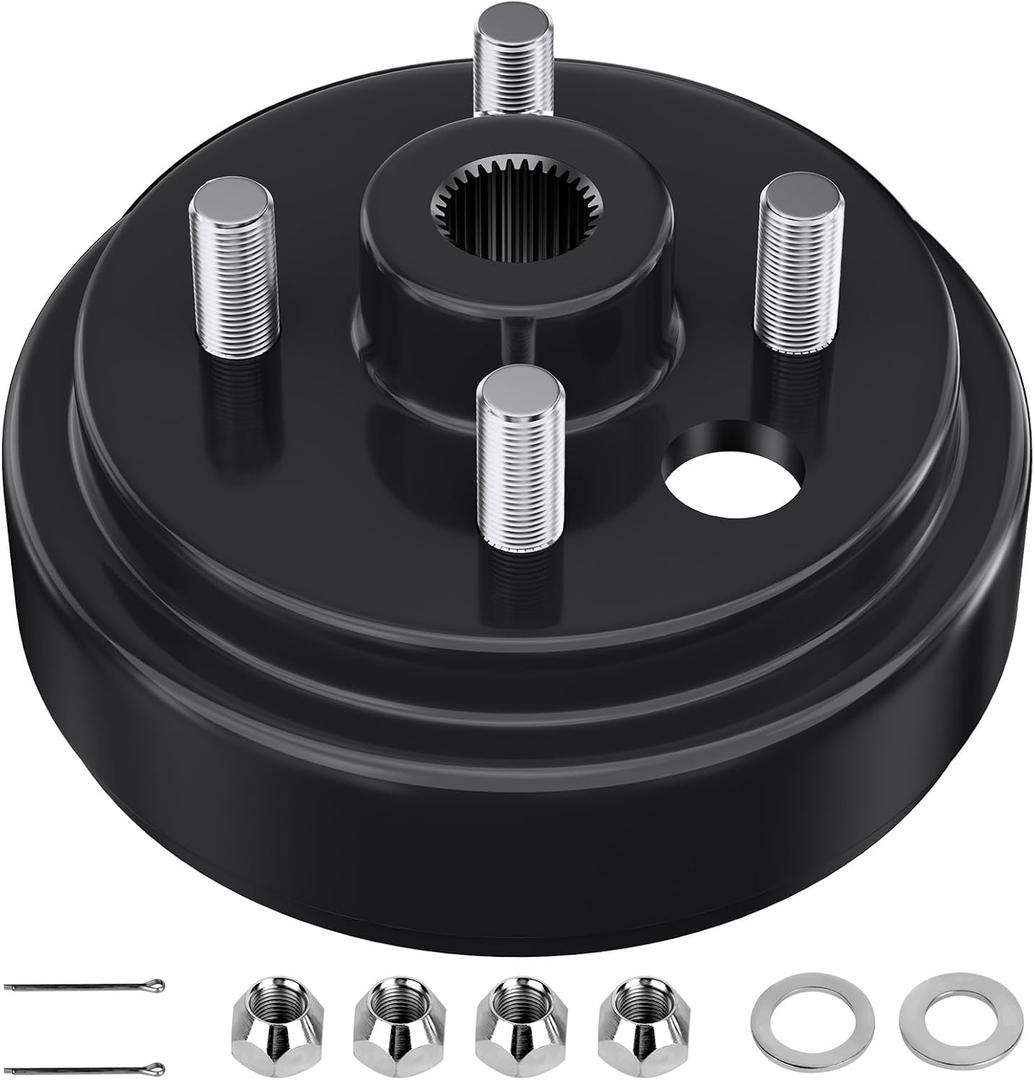 21807G1 EZGO TXT Brake Drum 30 Tooth Spline Golf Cart Brake Drum, 1 Inch Large hole Brake Hub with Nuts For 4 Cycle Gas 1996-Up EZGO TXT/RXV/Medalist/Marathon/Columbia, OEM# 21807-G1, 41843-94