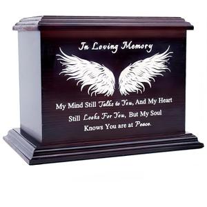 Wooden Urns for Ashes - Decorative Urns for Men Women - Adult Ashes Funeral Urns, Wing Pattern - Polished Finish - 270 Cubic Inches Capacity