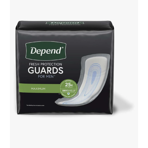 Depend Incontinence Guards for Men, Maximum Absorbency, 52 Count (Packaging May Vary) (2 Pack, 52 Count)