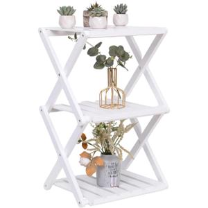 3 Tier Portable Folding Shoe Storage Rack Natural Bamboo Vertical Shoe Rack for Corridors, Bedrooms Living Room Corner and Small Spaces (White)