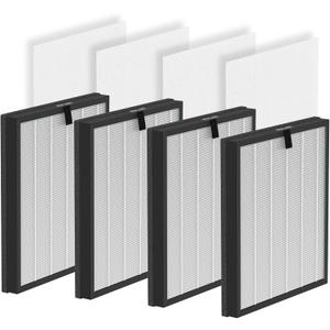 4 Pack HY4866 True HEPA Filters Replacement Compatible with MORENTO HY4866, WESTHEY HY4866 YIOU M1 Air Cleaner Purifier, H13 Ture HEPA Air Filter Enhanced Version + 4 Pack Extra Pre-filter