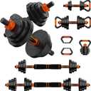 VTORY Adjustable Weights Dumbbell Set, 20/70/90lbs Free Weights Set with Connector, 4 in1 Dumbbells Set Used as Barbell, Kettlebells, Push up Stand, Weight Set for Home Gym Suitable Men/Women