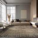 Ruaruarug Washable Area Rug 9×12 for Living Room, Ultra Soft, Vintage Brown