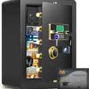 5.0 Cuft Fireproof Safe for Home, Home Safes Water and Fireproof, Safe Box with Digital Combination Lock, Fire and Water Proof Bag, Removable Shelf, Smart Alert, Fire Proof Safes for Money, Valuables Black