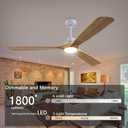 60" Modern Ceiling Fan with Lights Remote Control(FCC) ,Dimmable Dimmable Quiet-operation DC Motor 3 Blades Wood Ceiling Fans for Patio Livingroom, Bedroom, Office,Indoor Outdoor(Log wood+White)