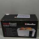 Mueller UltraToast Full Stainless Steel Toaster 4 Slice, Long Extra-Wide Slots for Bagels and Waffles, 6 Browning Levels, LED Display, Cancel/Defrost/Reheat Functions & Removable Tray, Kitchen Gadgets