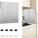 Aluminum Heat Shield Board, 23.6x23.6in Magnetic for Stove Fridge Fireplace | 392F Heat Resistant, Oil-Proof, Polyurethane Foam Core, Drill-Free Install, for Kitchen Oven Protection, Easy Clean