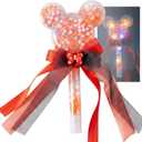 Theme Park Accessories Mouse Ears Ribbon Wand Party Favors - Magical Handheld Costume Props with Polka Dot Bow and Decorative Colored Beads for Vacation, Parade & Carnival