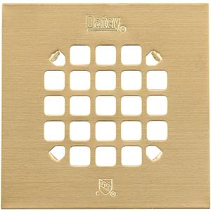 Oatey 42361 Universal 4-1/4 in. Snap-Tite Square Shower Strainer in Brushed Gold