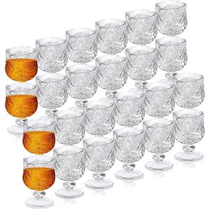 1.75 oz Shot Glasses Set Fancy Cute Shot Glasses Cordial Crystal Shot Glassware Clear Embossed Glass Snifters Drinkware for Wine Sherry Vodka cocktail Beverage Wedding Party Bar Supplies (24 Pieces)