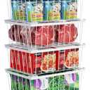 iSPECLE Freezer Organizer Bins - 4 Pack Stackable Chest Freezer Organizer for 5 Cu Ft Deep Freezer Sort Frozen Food, Deep Freezer Organizer Bins Easy to Get Food from Bottom without Digging, White
