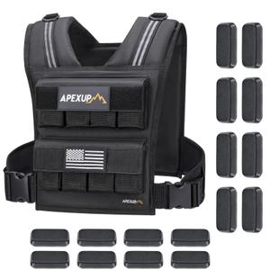 APEXUP Adjustable Weighted Vest Men Weights with Reflective Stripe, Weight Vest Woman Workout Vest for Strength Training Running Walking (40lbs, Navy Blue)
