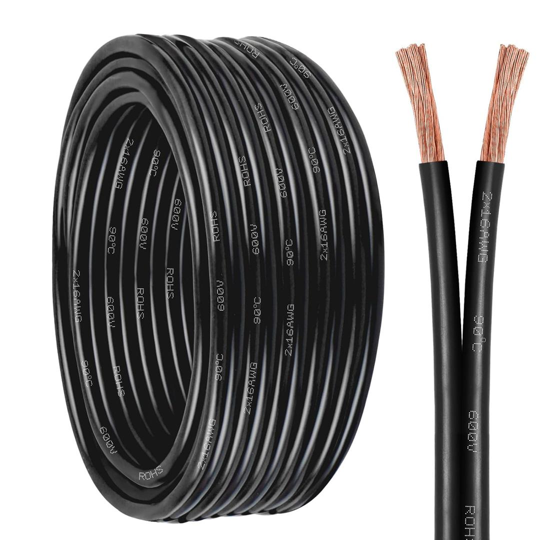 Hookup Copper Wire (16 Gauge 100FT, Black)
