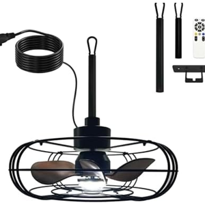 ETUOLMP Outdoor Ceiling Fan with Light and Remote, 21" Wet Rated Outdoor Fans for Patios & Gazebo, 6-Speed Adjustable, 3-Color Dimmable LED (Black)