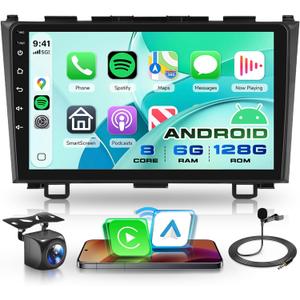 8 Core 6G+128G Android 15 Car Stereo Radio for Honda CRV 2007-2011, Rimoody Wireless Carplay Andorid auto GPS 5G-WiFi 9'' Touchscreen DSP Bluetooth 5.0 FM/RDS SWC Backup Camera