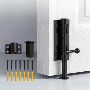 Barrel Bolt Latch,6.3 inch Slide Bolt Gate Latch,14mm Bolt Heavy Duty Shed Door Latch,304 Stainless Steel Black Finish Door Lock Latch for Barn, Wooden Fence, Slide,Door (1, Black-7.7inch)