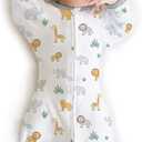 Amazing Baby Transitional Swaddle Sack, Arms Up Half-Length Sleeves & Mitten Cuffs, Swaddle for Newborn Transition to Baby Sleep Sack Wearable Blanket, Small, 0-3 Month, 6-14 lb, On Safari